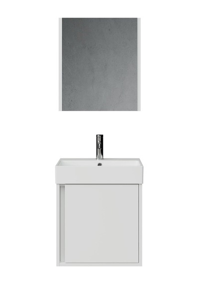 Vasa Kapaklı 50 Cm Beyaz Lavabo Dolabı Üçlü Set
