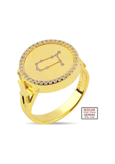 Kuyumcudukkanı Zirkontaşlı"ikizler Burcu"yüzük-10433-g-gemını 24 Gold
