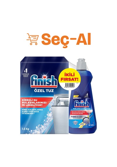 Finish Tuz 1.5 Kg + Finish Parlatıcı 400 Ml Set