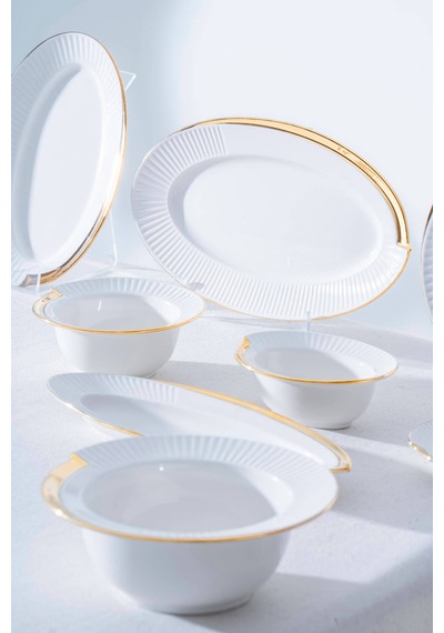 Acar Corine Gold 37 Parça Kahvaltı Takımı Por-07109 Beyaz
