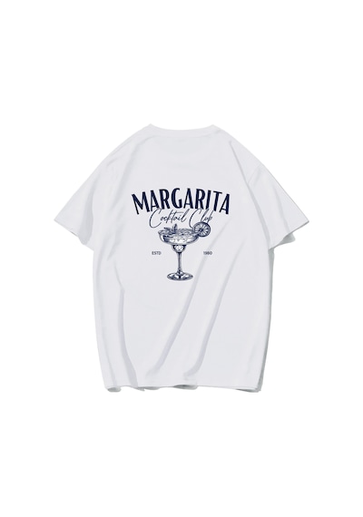 Brz Collectıon Brz Collection Unisex Oversize Margarita Cocktail T-shirt Beyaz