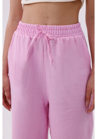 Genius Store Müslin Palazzo Kadın Pantolon Müslin-pantolon Pembe