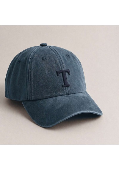Tesbihane Unisex Vintage Beyzbol Şapkası - İsme Özel Harf Nakışlı - Eskitme Kumaş - Metal Tokalı Turkuaz