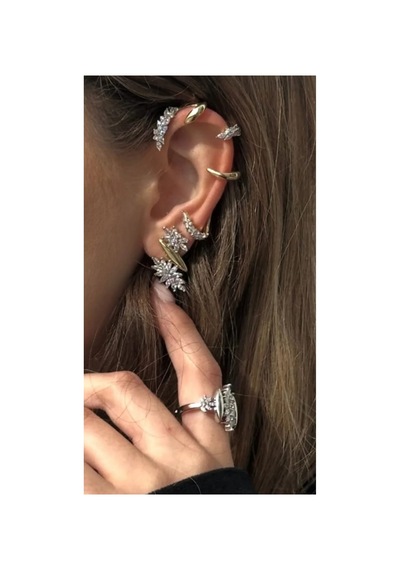 Lunarie Zirkon Taşlı Kulak Tırmığı Ear Cuff Küpe Altın
