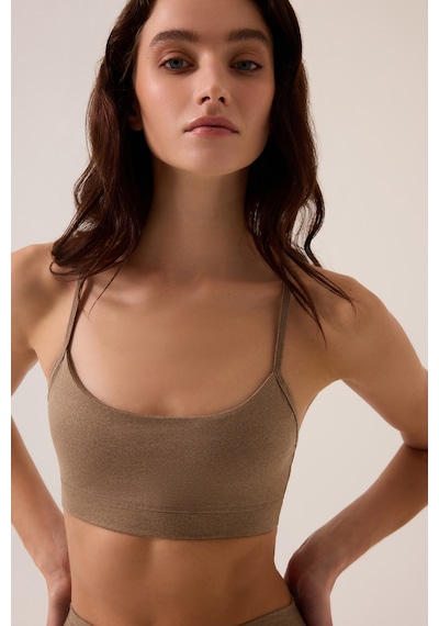 Los Ojos X Ece Mocha Spor Sütyeni Super Crop Top Mocha Melanj Mocha Melanj