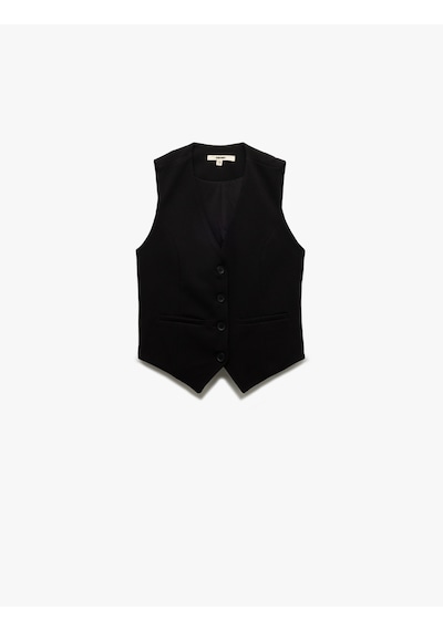 Koton Krep Scuba Kumaş Astarlı Slim Fit V Yaka Kolsuz Düğmeli Yelek Siyah 5sak30090ek Siyah Koton Krep Scuba Kumaş Astarlı Slim Fit V Yaka Kolsuz Düğmeli Yelek Siyah 5sak30090ek Siyah