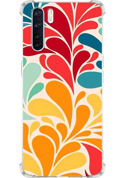 Oppo A91 Uyumlu Retro Color 5 Baskılı Şeffaf Köşe Korumalı Antişok Kılıf