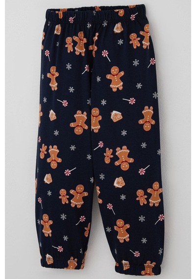 Breeze Erkek Bebek Pijama Takımı Yılbaşı Temalı Kurabiye Adam Desenli 9 Ay-3 Yaş, Lacivert Lacivert