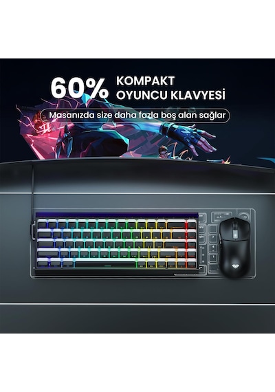 Aula Hero 68 He Manyetik Klavye Rapid Trigger Jade King Switch 8000hz Rgb Neon Tkl Hot Swap Oyuncu Klavyesi Siyah