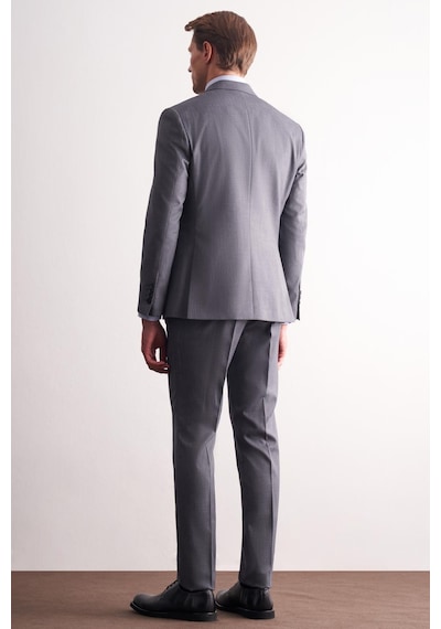 İmza Füme Kırlangıç Yaka Kendinden Desenli Esnek Bel Slim Fit 6 Drop Takım Elbise 1001255168 Füme