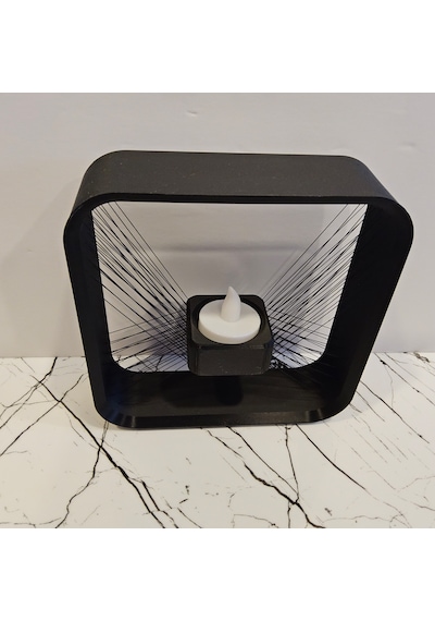 Masa Lambası 3 D Baskı - Kare- Siyah-