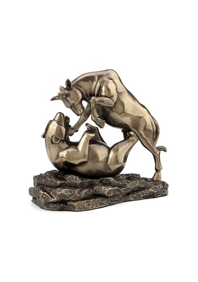 Veronese Wild Collection Bronz Renk Ayı ve Boğa Figürü 19cm