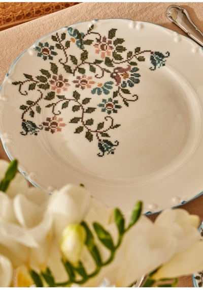 Bella Maison Vintage Porselen 52 Parça 12 Kişilik Kahvaltı Takımı Mavi Mavi