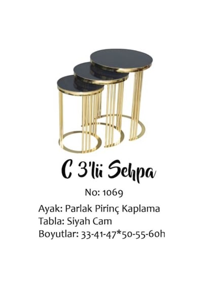 Brc Cadde Zigon Model Metal Çelik Gold Renk Kaplam Düz Siyah Temp