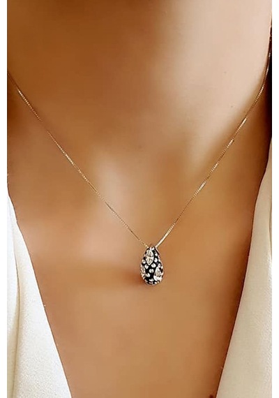 Swarovski Taşlı 925 Ayar Gümüş Damla Kolye