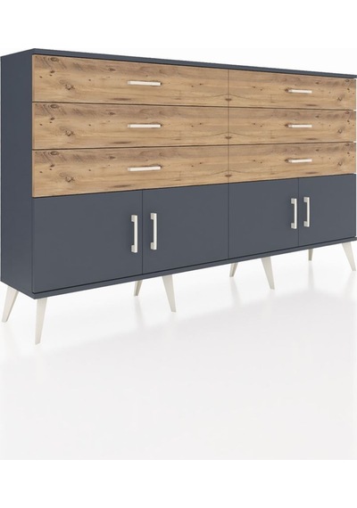 Arges Konsol 2 Raflı 6 Çekmeceli 4 Kapaklı 176x30x99 Antrasit-ant Antrasit-antrasit/çam Arges Konsol 2 Raflı 6 Çekmeceli 4 Kapaklı 176x30x99 Antrasit-ant Antrasit-antrasit/çam