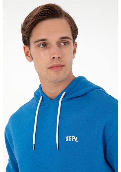U.S. Polo Assn. Erkek Kapüşonlu Kobalt Basic Sweatshirt 50295149-VR077