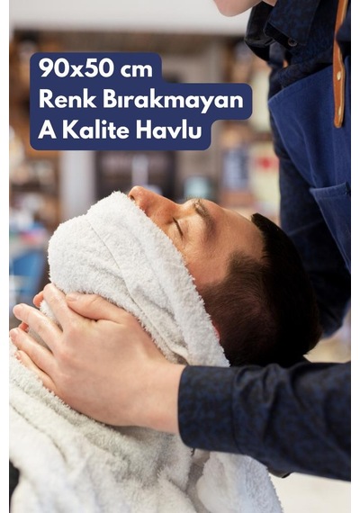 Kuaförler İçin Yüksek Emici A Kalite Baş Havlusu 90x50 Cm Mavi Siyah