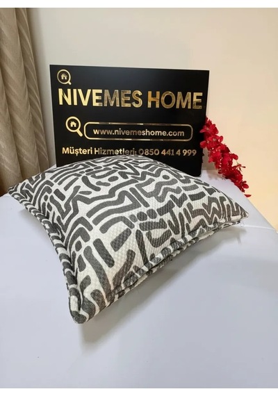 Nivemeshome Lucca Pl03 Elyaf Dolgulu Yeni Sezon Kırlent Kılıfı Antrasit 45 X 45