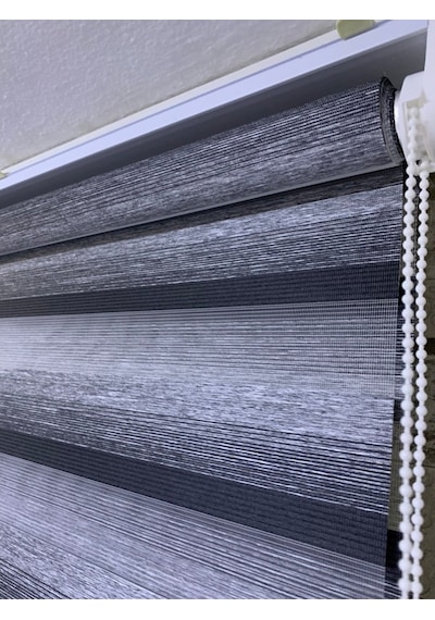 Siyah Gri Geçişli Zebra Perde Tüm Ölçülerde