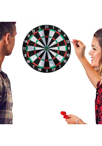 12 İnç Ahşap Dart Tahtası Seti Metal İğne Uçlu Dart Okları