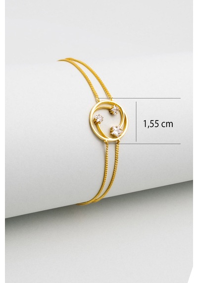 So Chic Yıldızlar Geçidi 18 Ayar Sarı Altın Kaplama 19 Cm Gümüş Bileklik Sarı