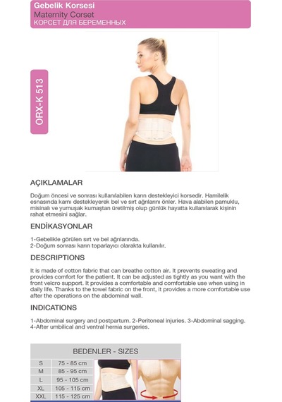 Gebelik Korsesi Hamilelikte Bel Ve Karın Korse Orx -k513 M