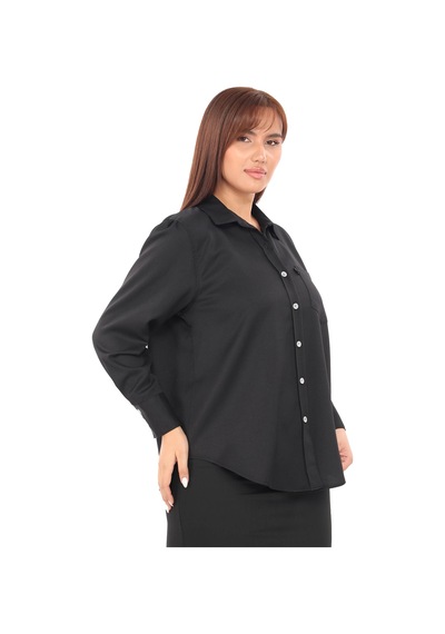 Lady Majestic Büyük Beden Gömlek - Siyah
