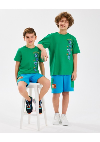 Skechers B Graphic Tee T-shirt Büyük Erkek Çocuk Dark Green Tshirt Sk2510028-300 Dark Green Koyu Yeşil