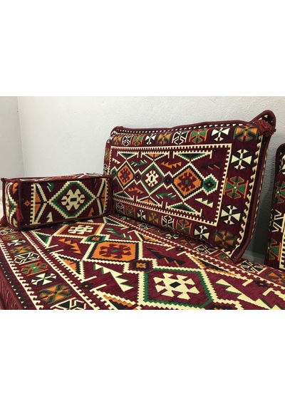 Turkıshrug Kıngdom 5 Parça Bordo Şark Köşesi Takımı - 28 Dansite Çökme Yapmayan 10 Cm Blok Süngerli Set