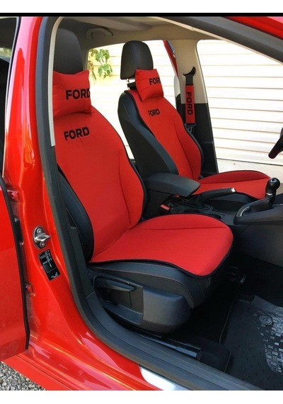 Ford Nakışlı Ön İkili Oto Koltuk Minderi 2 Adet Boyun Yastığı 2 A