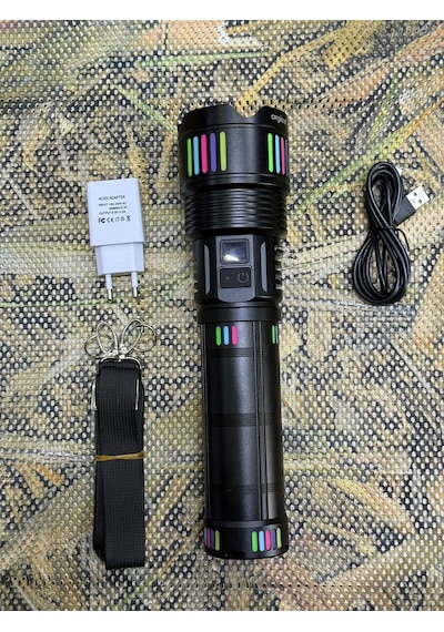 Small Sun Zy-w512 9.000 Lümen Süper Güçlü Led Profesyonel Şarjlı El Feneri Siyah