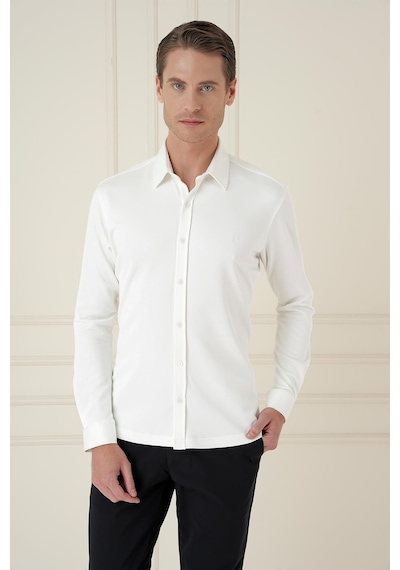 Efor G 1580 Slim Fit Ekru Klasik Gömlek Ekru