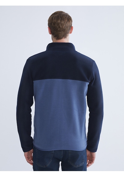 Lcwaıkıkı Basic Lacivert Dik Yaka Polar Erkek Fermuarlı Sweatshirt