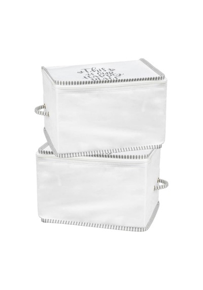2 Li İpli Kazak Hurcu Set, Yatak Baza Kanepe Altı Kıyafet Çamaşır Eşarp Düzenleyici 30x20cm 2 Adet Beyaz