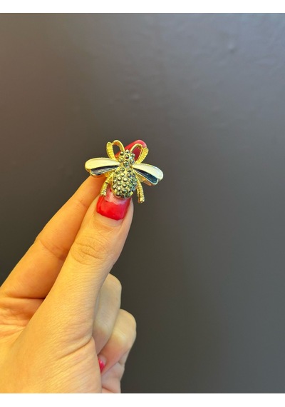 Mavi Beyaz Kanatlı Arı Broş Yaka İğnesi Giyim Aksesuarı 4 x 2 CM Renkli