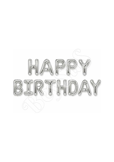 Happy Birthday Folyo Banner Gümüş
