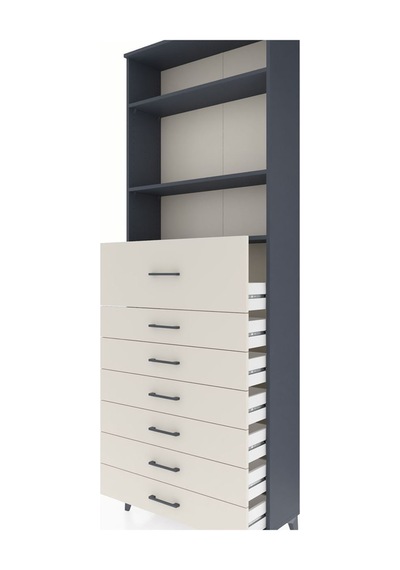Arges Dolap 3 Raflı 7 Çekmeceli 88x30x243 Antrasit-aytaşı Antrasit