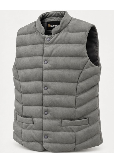 Classics Men Delpino Çıtçıtlı Erkek Slim Fit Süet Yelek 7831 Gri