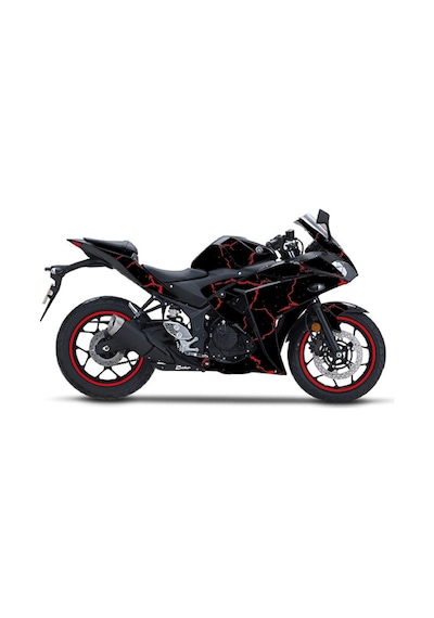 Yamaha Yzf R25 2013 - 2018 Sticker Şimşek Desen Kaplama Sticker Etiket Modeli Kırmızı