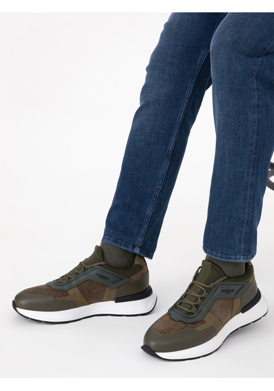 Cacharel Haki %100 Deri Sneaker Ayakkabı Yesıl