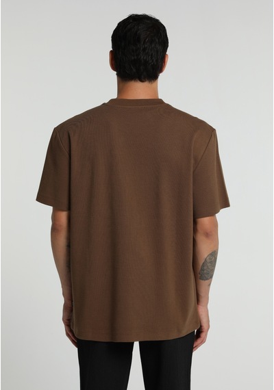 Colin's Colins Relaxed Fit Yuvarlak Yaka Düz Erkek Kahverengi Kısa Kol Tişört Cl1080498 Q1.v2 Tpe Gri