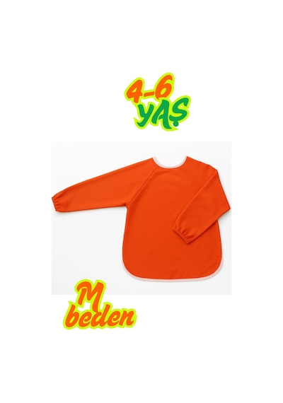 Turuncu Boyama Önlüğü M Beden 4-6 Yaş Su İtici Kumaş Turuncu