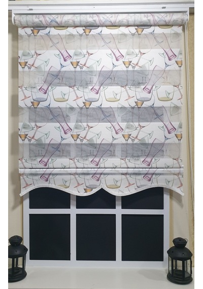 Pliseli Zebra Stor Kadeh Baskılı Etek Dilimli St 027 Beyaz