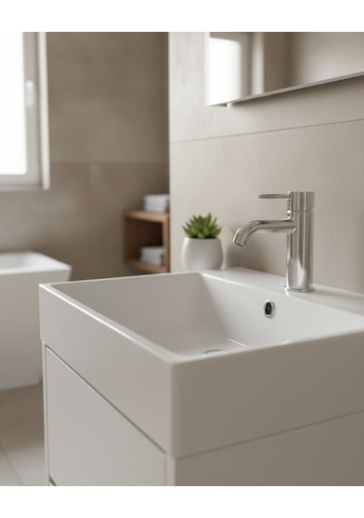 Vasa Kapaklı 50 Cm Beyaz Lavabo Dolabı Üçlü Set
