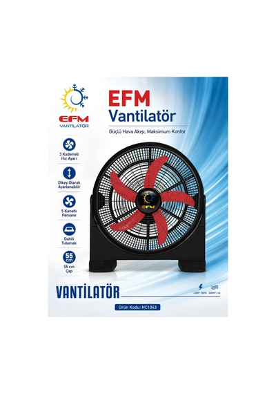 Efm Efm-hc1043 55 Cm 5 Kanatlı 3 Kademeli Yer Tipi Vantilatör