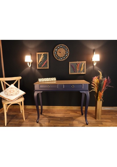Wooding 100 Cm Çekmeceli Masif Lacivert Naturel Dresuar (548588024) Lacivert