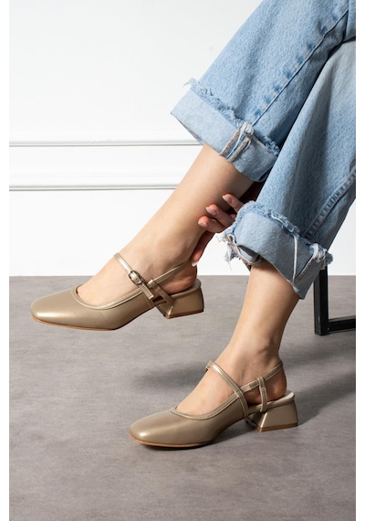 Shoetek Beatta Kadın Topuklu Bilekten Bantlı Kalın Topuklu Babet Altın Deri Altın Cilt Altın Shoetek Beatta Kadın Topuklu Bilekten Bantlı Kalın Topuklu Babet Altın Deri Altın Cilt Altın