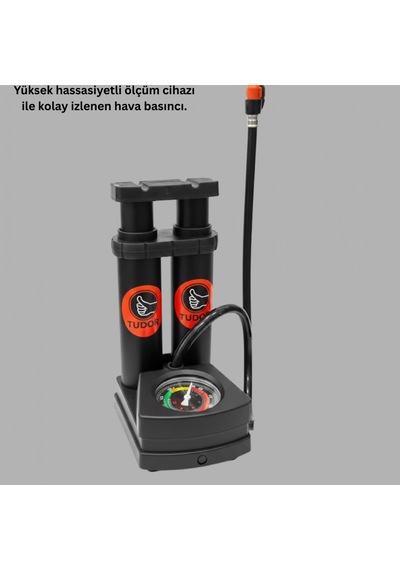 Basınç Göstergeli Ayak Pompası Lastik Ve Şişme Ürünler İçin Çoklu Supap Aparatlı