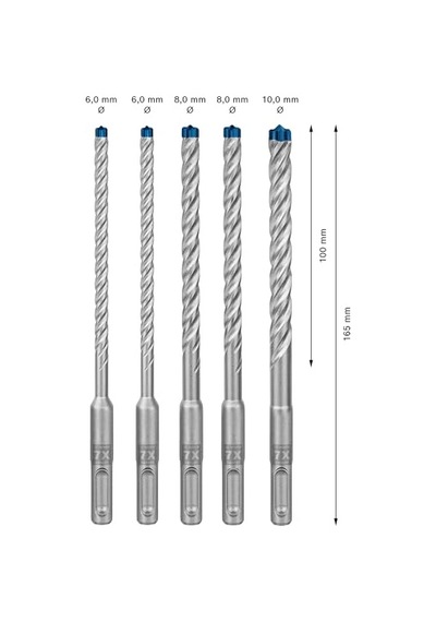 Ayrex Professional 5 Parça Expert Sds Plus-7x Kırıcı Delici Delme Uçları Yumuşak Taş, Sert Taş, Beton, Donatı